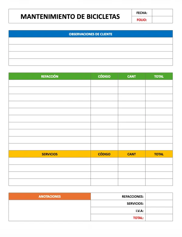 Formato para Revisión de Bicicletas