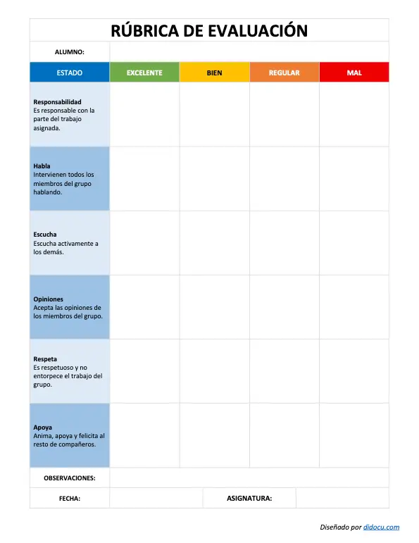 Como Llenar Una Rúbrica de Evaluación