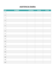 Lista de Asistencia Laboral en Word [GRATIS] | didocu