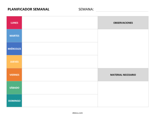 Planificador Semanal Para Cuaderno Inteligente | Quedate Jugando