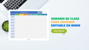 Plantilla de Horario de Clase para Imprimir [GRATIS]