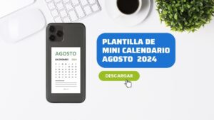 Plantilla de Mini Calendario Agosto 2024 Imprimible [GRATIS]