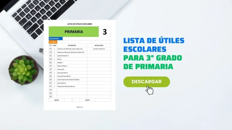 Plantilla de Lista de Útiles Escolaras para 3er Grado de Primaria