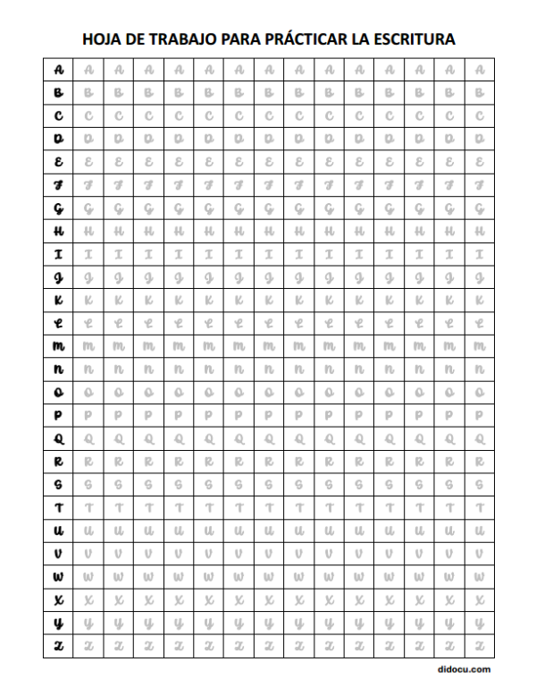 Hoja de Trabajo para Practicar la Escritura a Mano, en Word y PDF Gratis