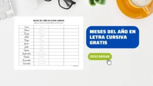 Plantilla de Meses del Año en Letra Cursiva en PDF Gratis