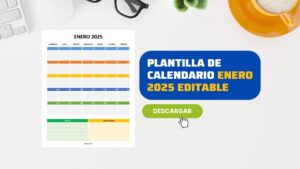 Plantilla de Calendario Enero 2025 en Word y PDF Gratis