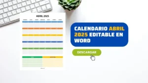 Calendario Abril 2025 Vertical en Word [GRATIS]