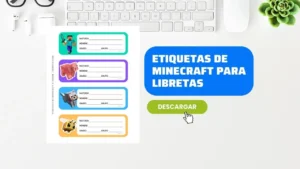Plantilla de Etiquetas de Minecraft para Libretas GRATIS
