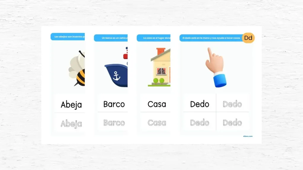 Aprende a escribir: palabras con trazo e imágenes.