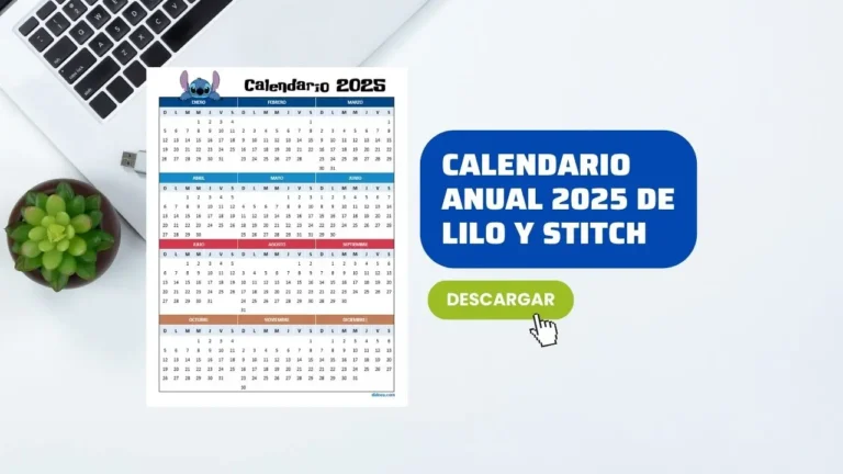 Imprimir Calendario Anual 2025 de Lilo y Stitch