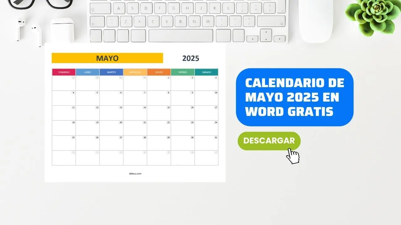 Descargar Calendario Horizontal de Mayo 2025 GRATIS