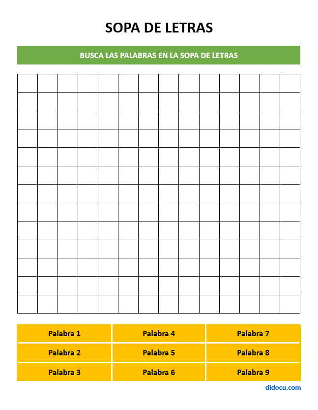 Sopa de Letras en Word y PDF