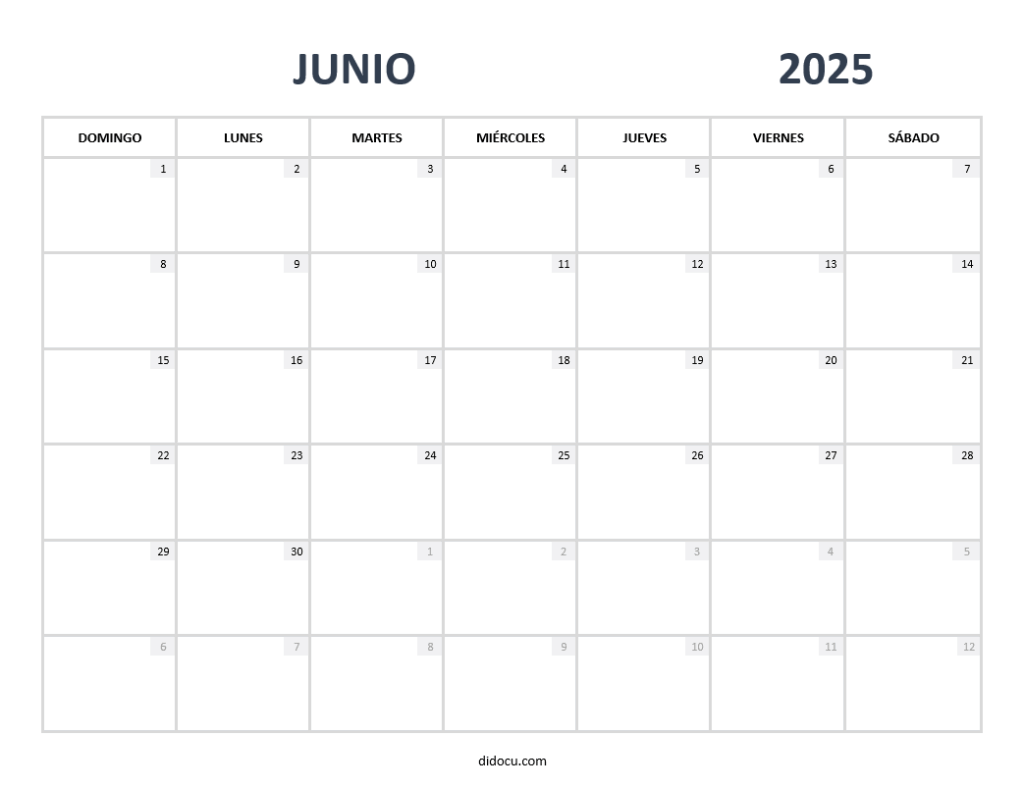 Bonito Calendario de Junio 2025 Gratis