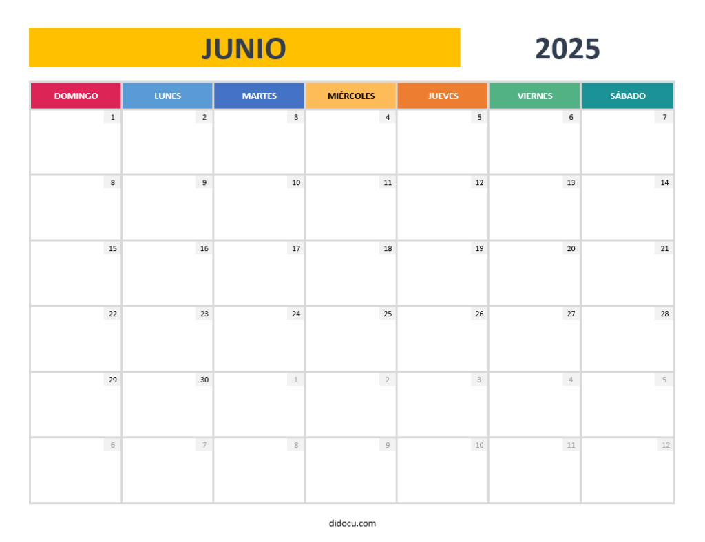 Calendario Imprimible de Junio 2025