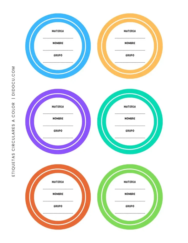 Llenar Etiquetas Circulares para Cuadernos