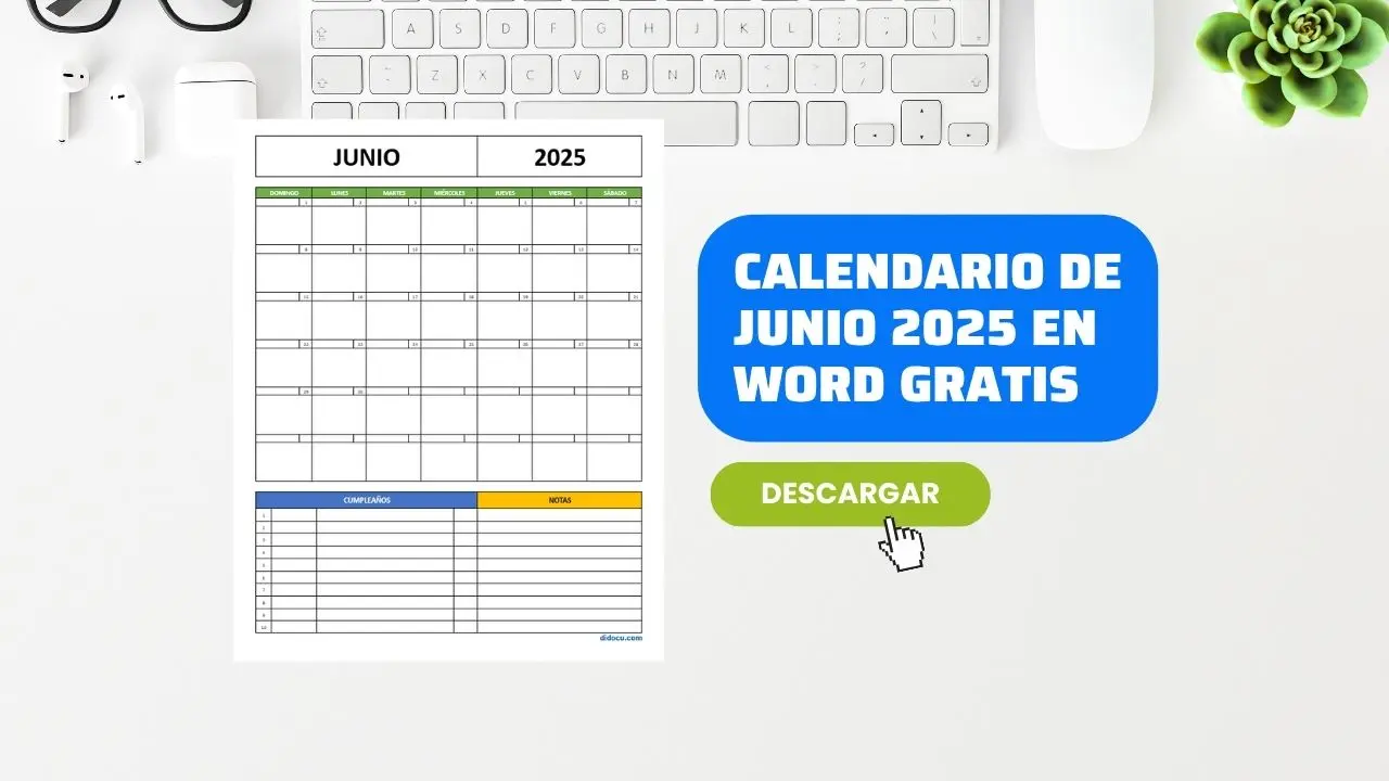 Calendario de Junio 2025 en Tamaño Carta
