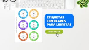 Plantilla de Etiquetas Circulares para Cuadernos en PDF Gratis