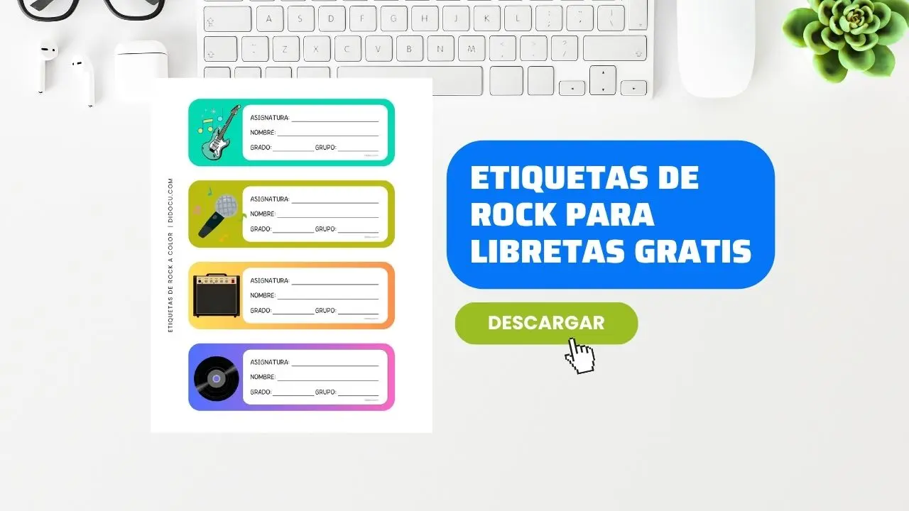 Imprimir Etiquetas de Rock para Cuadernos