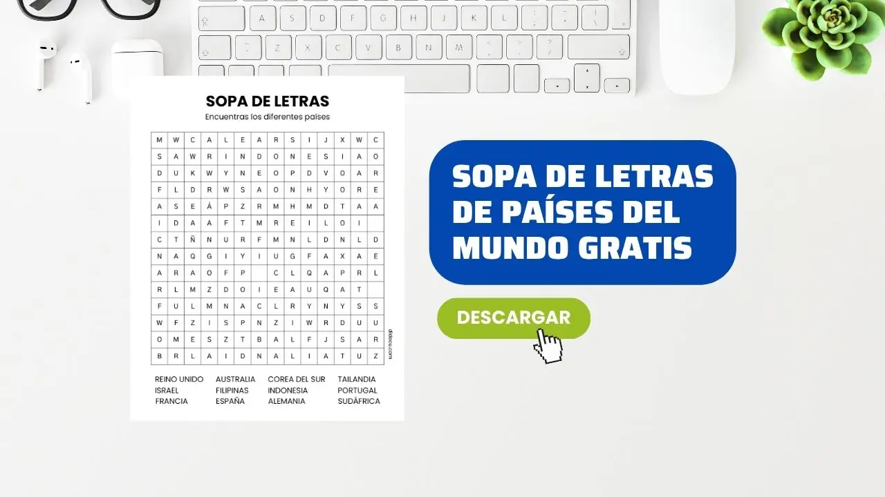 Descargar Sopa de Letras de Países para Imprimir