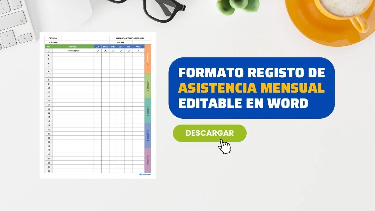 Hoja de Asistencia Imprimible Gratis