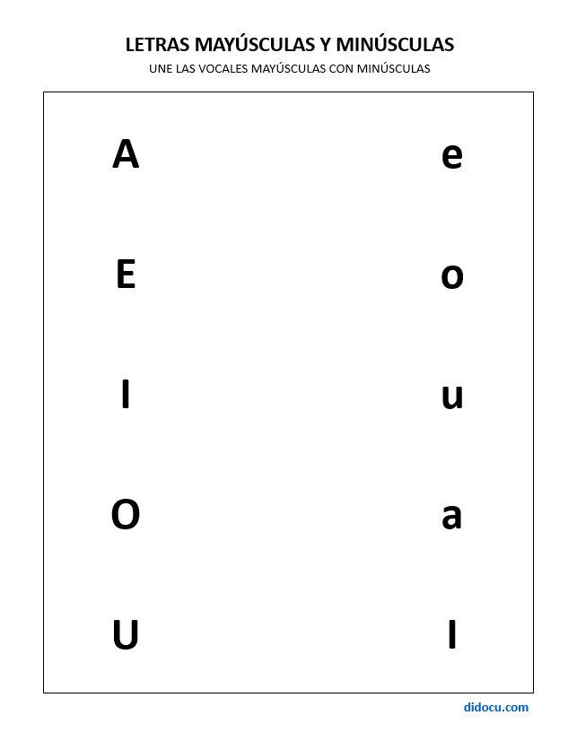 Hoja para identificar las Vocales Mayúsculas y Minúsculas