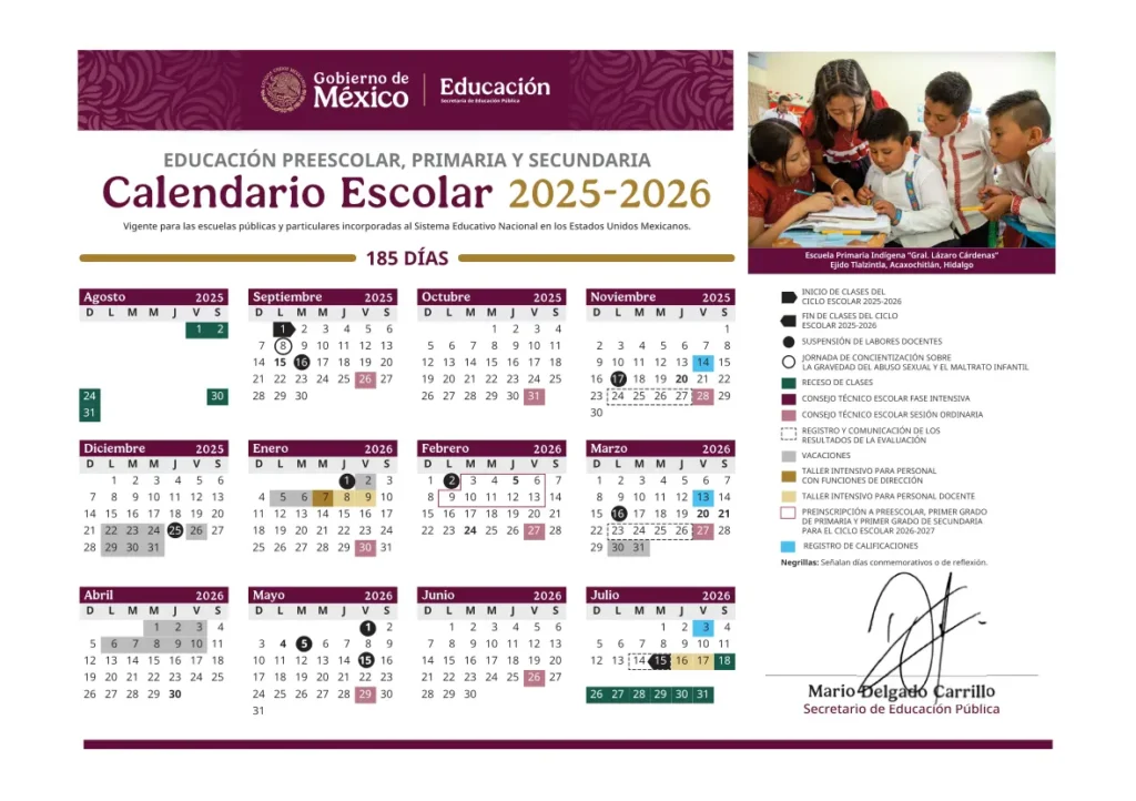 Calendario Escolar 2025-2026 Mexico