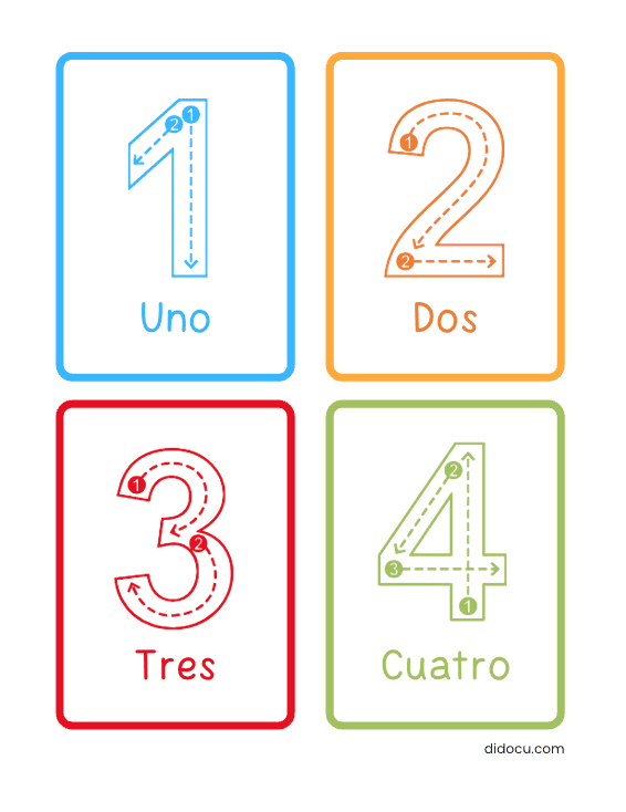 Descargar flashcards de números en español