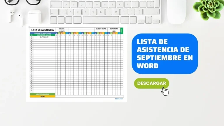 Hoja de Asistencia Escolar en PDF GRATIS