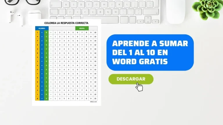 Plantilla para Aprender a Sumar del 1 al 10 en Word GRATIS