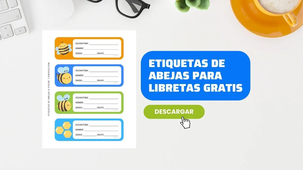 Imprimir Etiquetas de Abejas para Libretas y Cuadernos