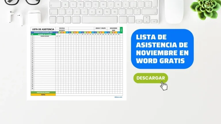 Descargar Lista de Asistencia de Noviembre en Word