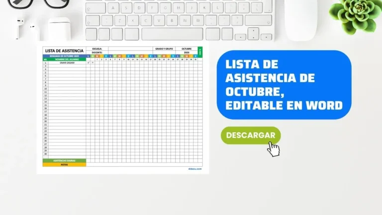 Descargar Lista de Asistencia de Octubre en Word GRATIS