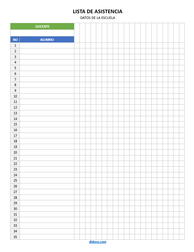 Ejemplo de Lista de Asistencia con Fecha en Word
