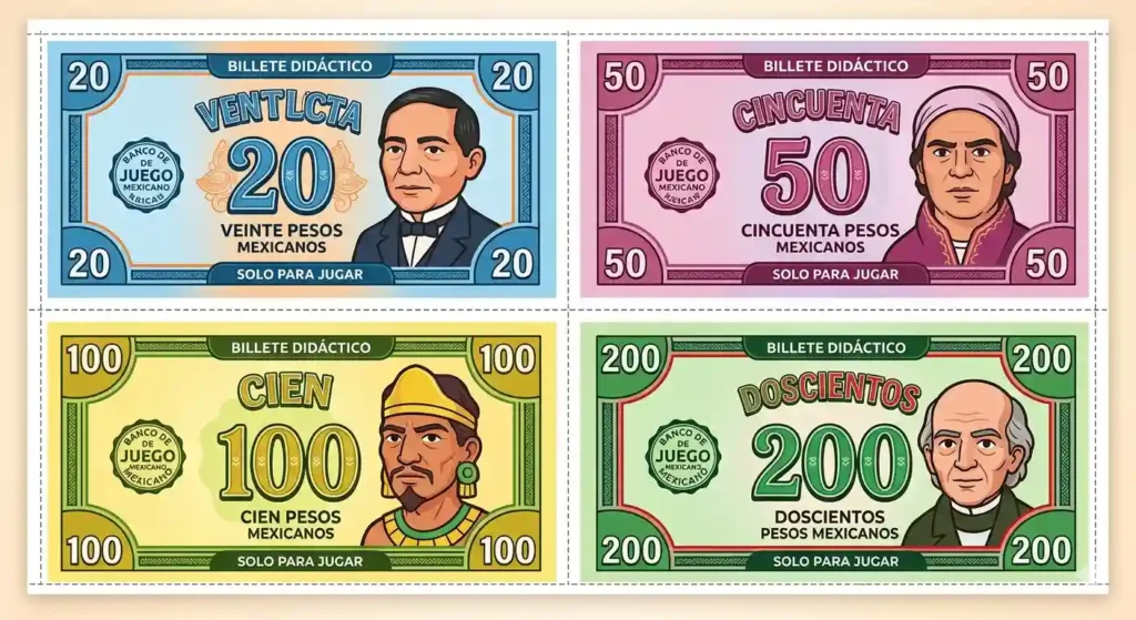Billetes Didácticos para Niños para Jugar