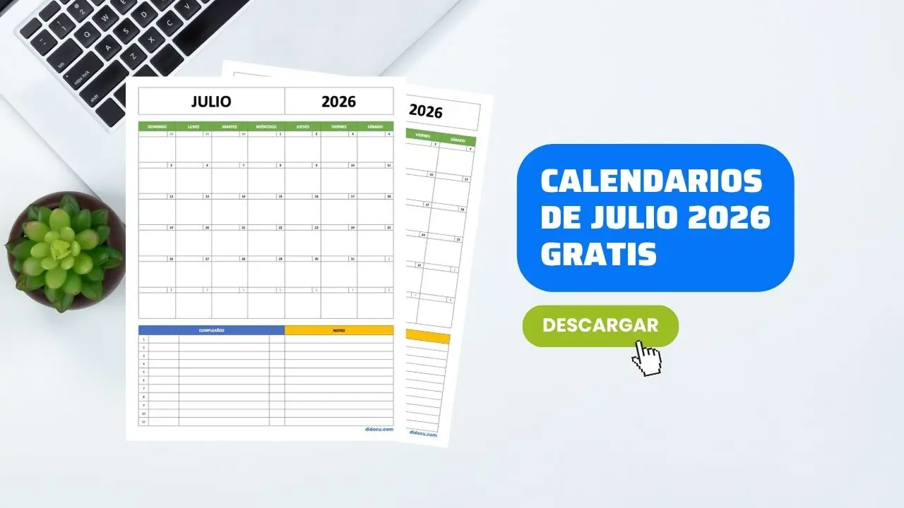 Descargar Calendarios de Julio 2026 Gratis