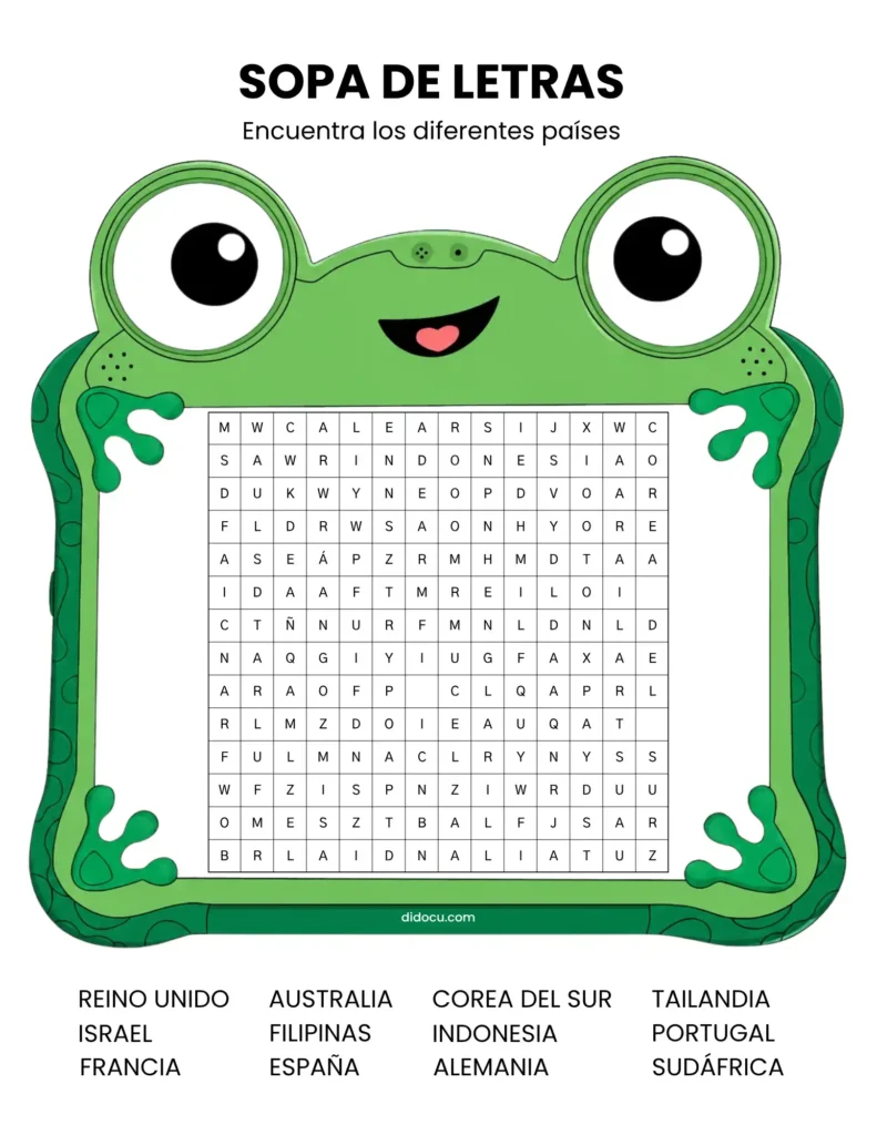 Sopa de Letras de Países con Lilypad