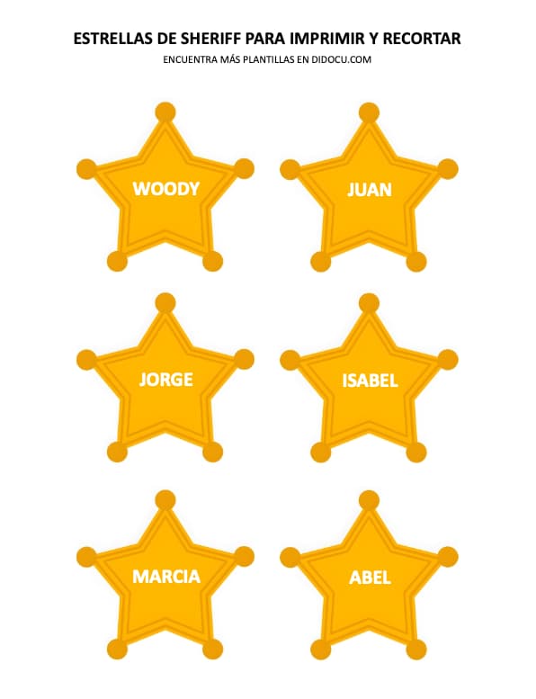 Estrellas de Sheriff para Ponerles Nombre e Imprimir