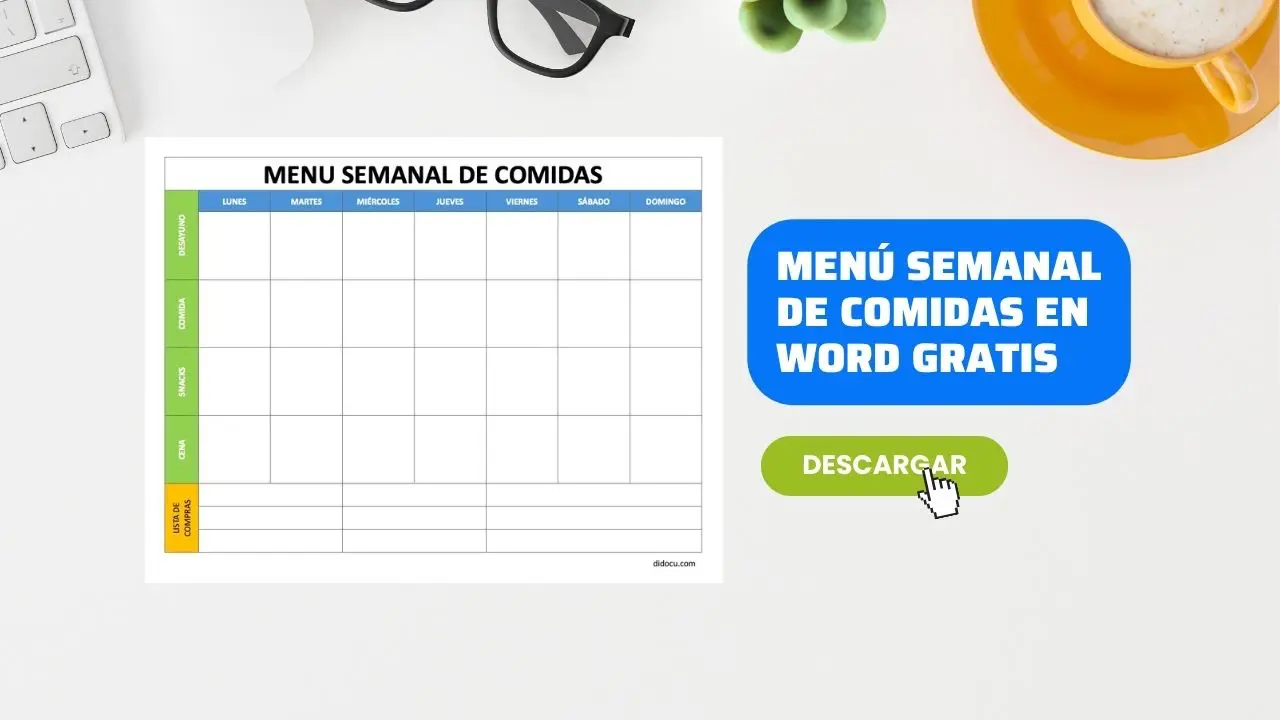 Menu de Comidas Semanales para Imprimir