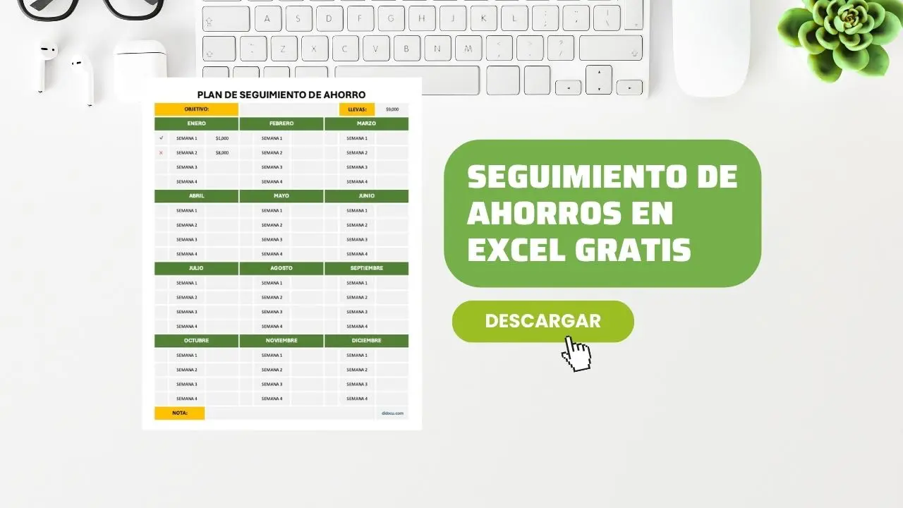 Plantilla para anotar y sumar ahorros semanales