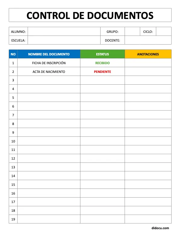Registro y Seguimiento de Documentos de Alumnos