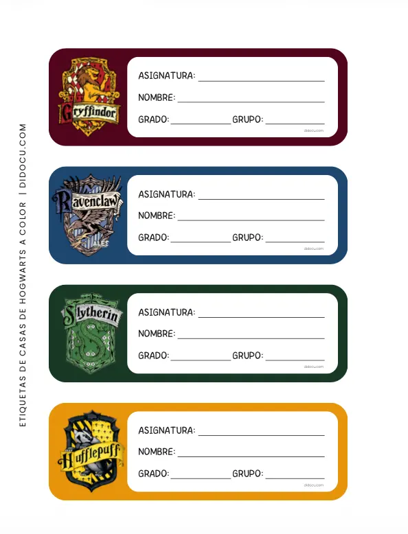 Etiquetas Escolares con Temática de Harry Potter