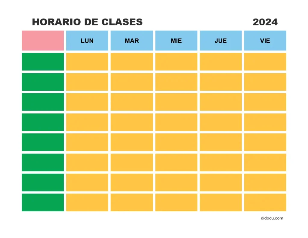 Descargar Horario de Clase para Primaria