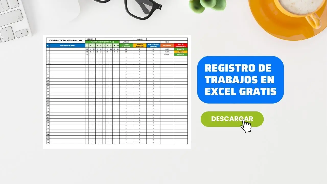 Formato para Registrar Trabajos en Clase Gratis