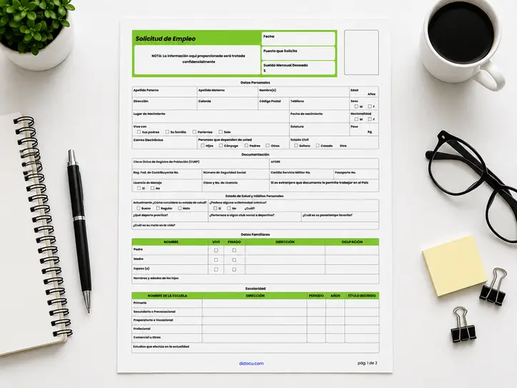 Llenar y Descargar Solicitud de Empleo por Internet