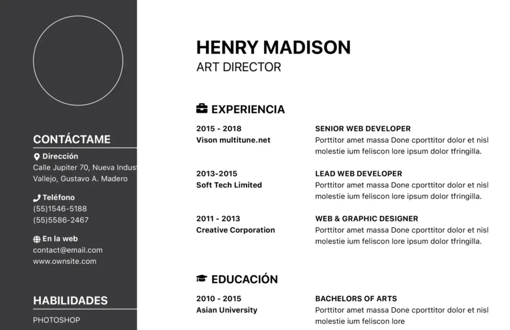 Llenar Plantilla de Curriculum Vitae en Línea
