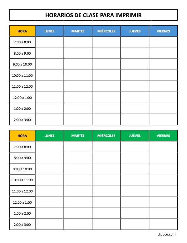 Como Imprimir Horarios de Clase a Media Carta