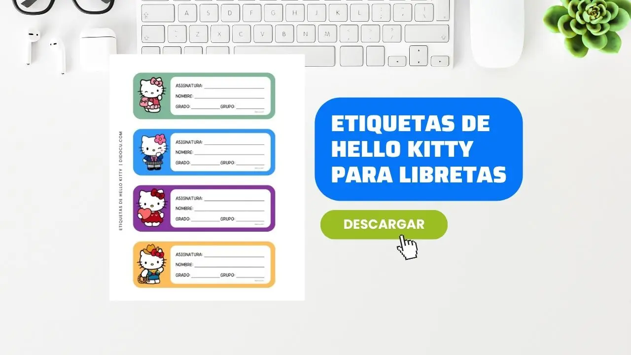 Etiquetas Escolares de Hello Kitty para Cuadernos