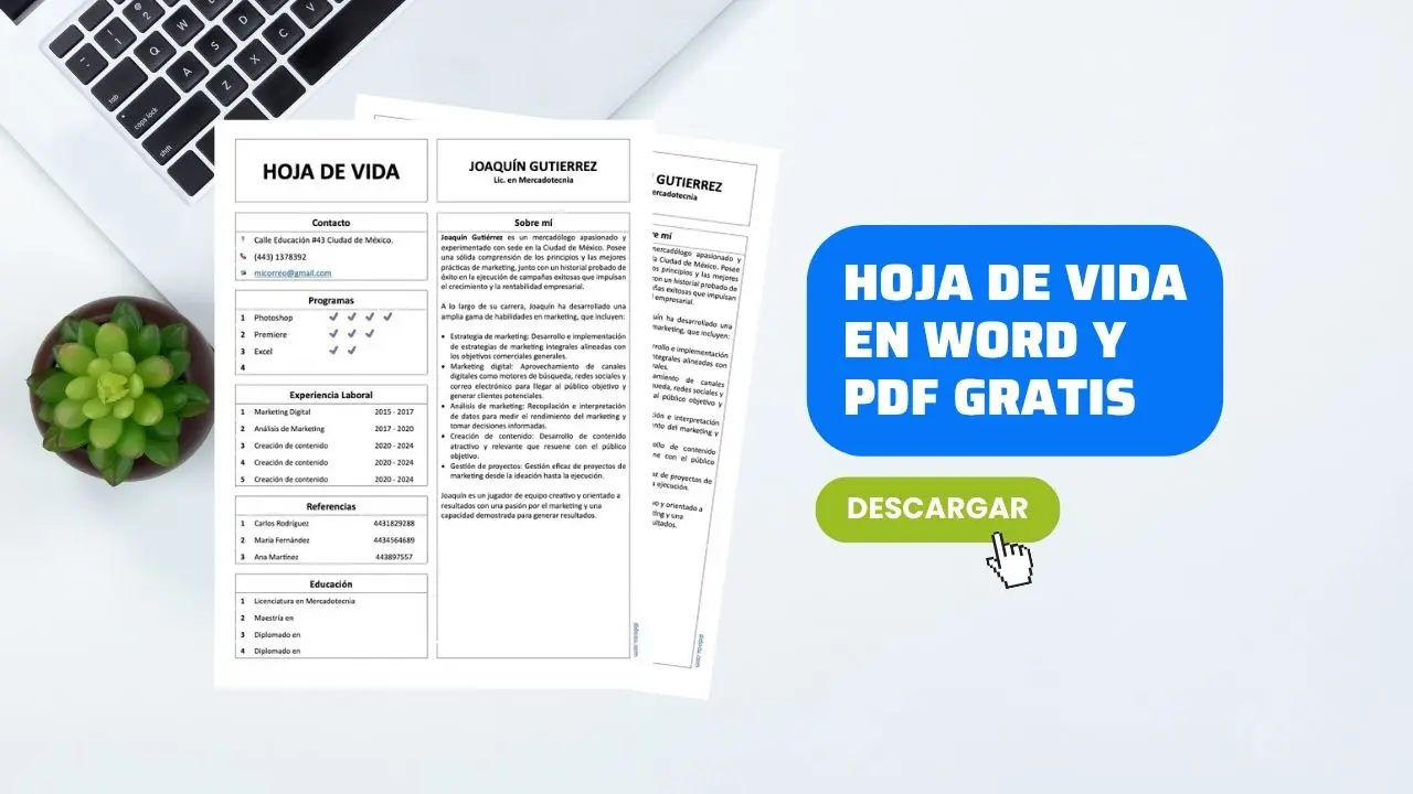 Formato de Hoja de Vida Editable Gratis