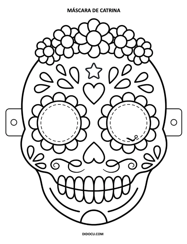 Máscara de Catrina para Niños en PDF para Imprimir y Recortar