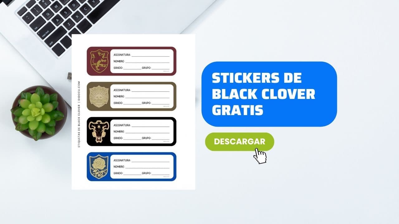 Etiquetas Escolares de Black Clover Gratis